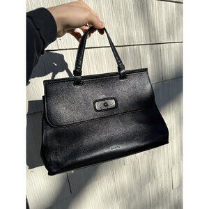 Authentic Gucci Bamboo Daily Top Handle Bag Black Leather